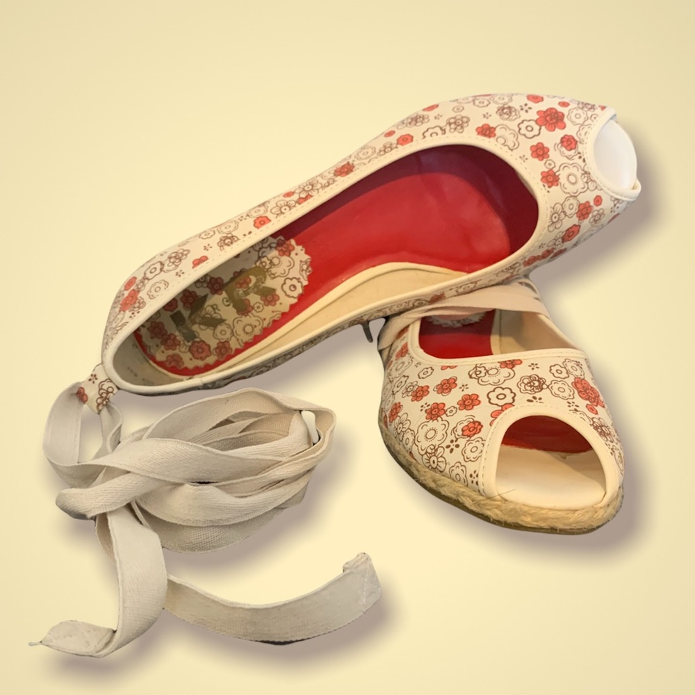 Floral Peep-toe Ballet Flat Size 7 - Picture 4 of 7